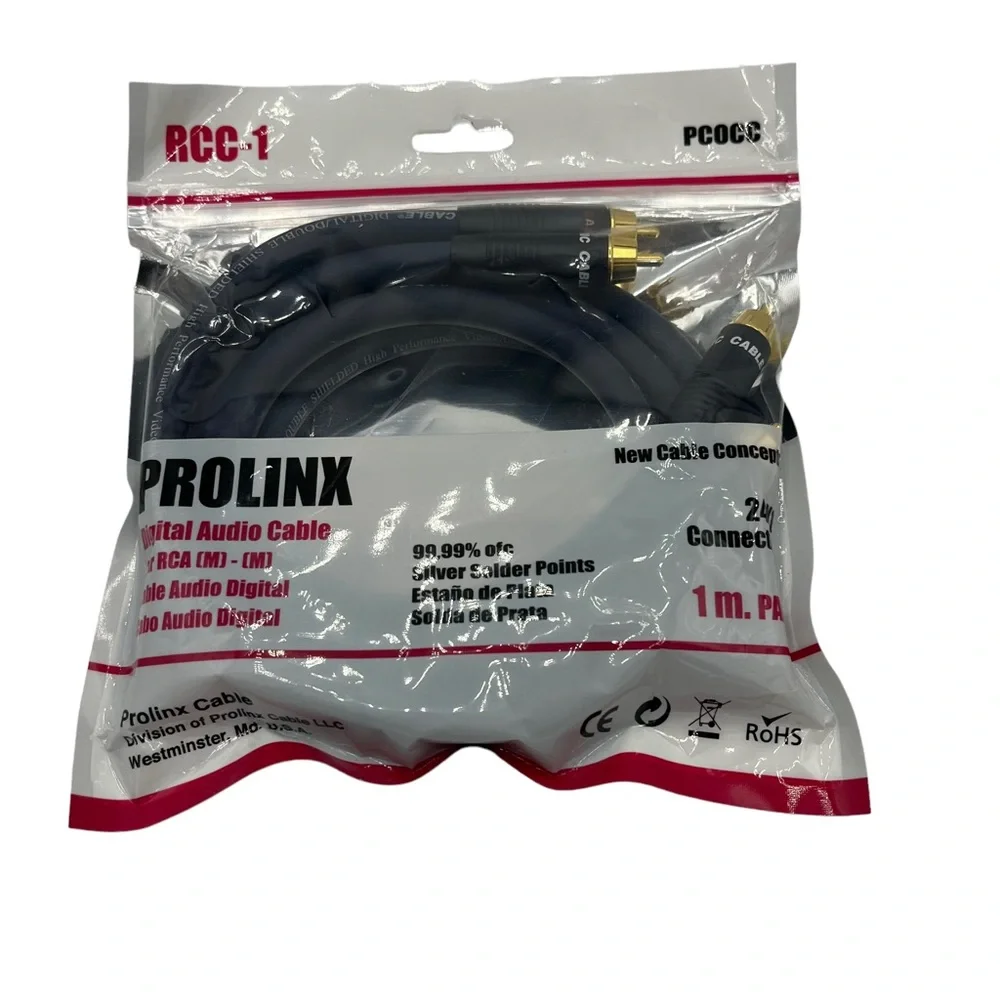 Prolinx Puresonic Audiophile Series RCA Cable Male to Male 3 ft 24k Gold Plated